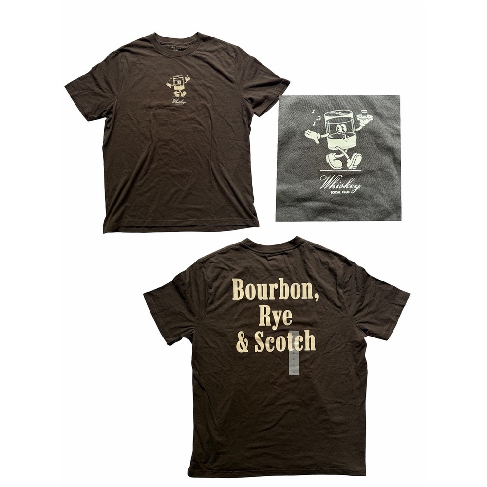 Old Navy Whiskey Social Club Graphic Tee Bourbon Rye Scotch NWT Large